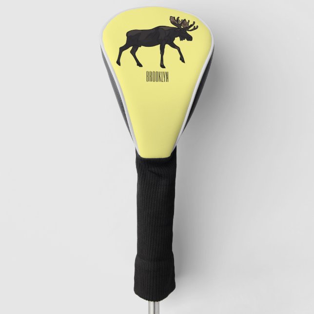 Moose cartoon illustration golf head cover (Front)