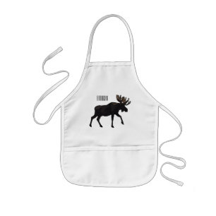 Moose cartoon illustration kids apron
