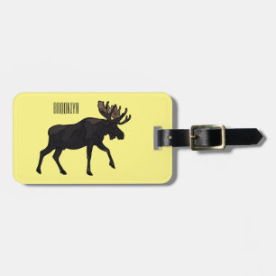 Moose cartoon illustration luggage tag