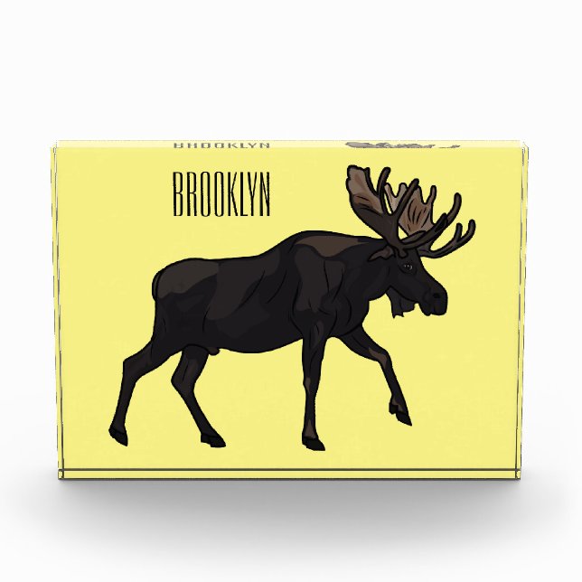 Moose cartoon illustration photo block (Front)