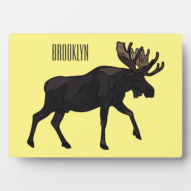 Moose cartoon illustration plaque (Front)