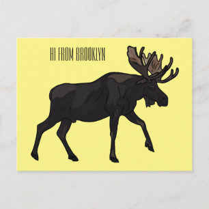 Moose cartoon illustration postcard
