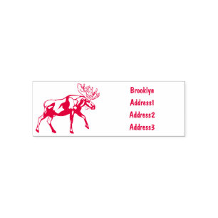 Moose cartoon illustration self-inking stamp