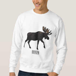 Moose cartoon illustration sweatshirt