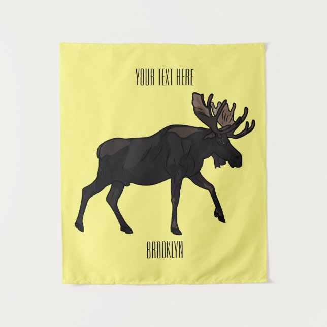 Moose cartoon illustration tapestry (Front)