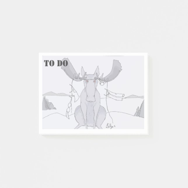 Moose Caught In A Clothesline Full Of Laundry Post-it Notes (Front)