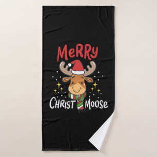 Moose Christmas  Bath Towel