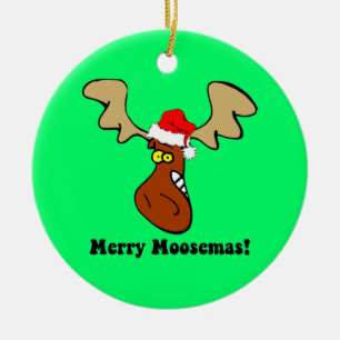 Moose Christmas Ceramic Ornament