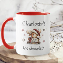 Moose Christmas Custom Name Kids Hot Chocolate