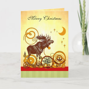 Moose Christmas Holiday Card