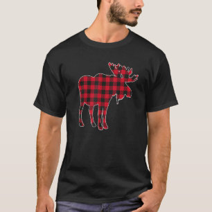 Moose Christmas Matching Red Buffalo Plaid Family T-Shirt