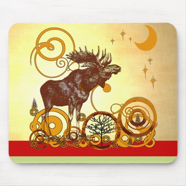 Moose Christmas Mouse Pad (Front)