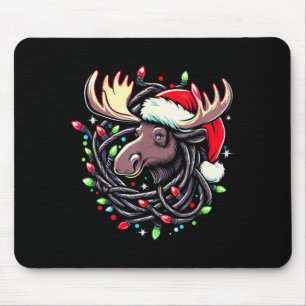 Moose Christmas Santa Hat Lights Moose For Kids Wo Mouse Pad