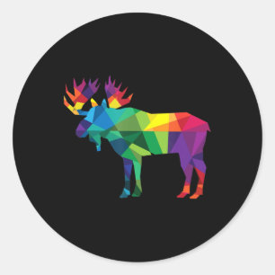 Moose colourful low poly art HUNTING theme hunters Classic Round Sticker