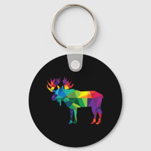 Moose colourful low poly art HUNTING theme hunters Keychain