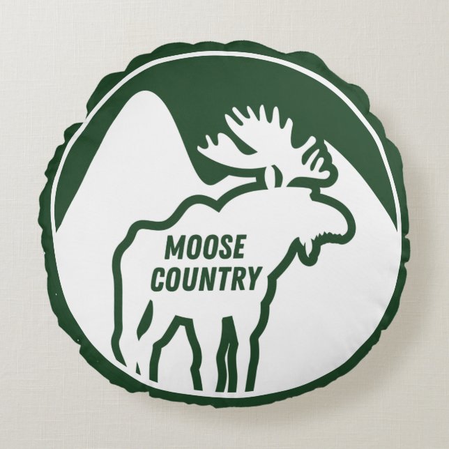 Moose Country Mountains Round Pillow (Front)