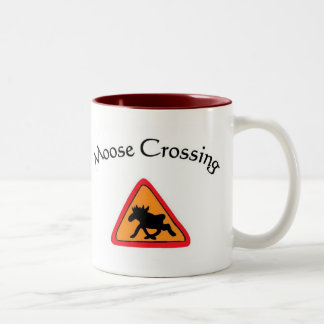 Moose Crossing #2 Two-Tone Coffee Mug
