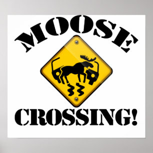 Moose Crossing Sign