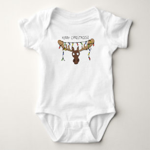 Moose Cute Funny Christmas Baby Bodysuit