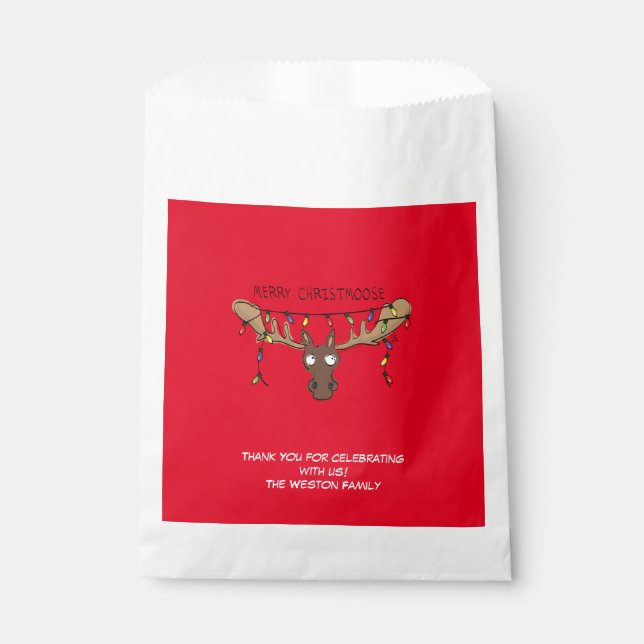 Moose Cute Funny Christmas Favour Bag (Front)