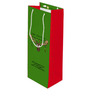 Moose Cute Funny Christmas Wine Gift Bag