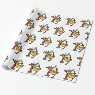 Moose dancing cartoon   choose background color wrapping paper