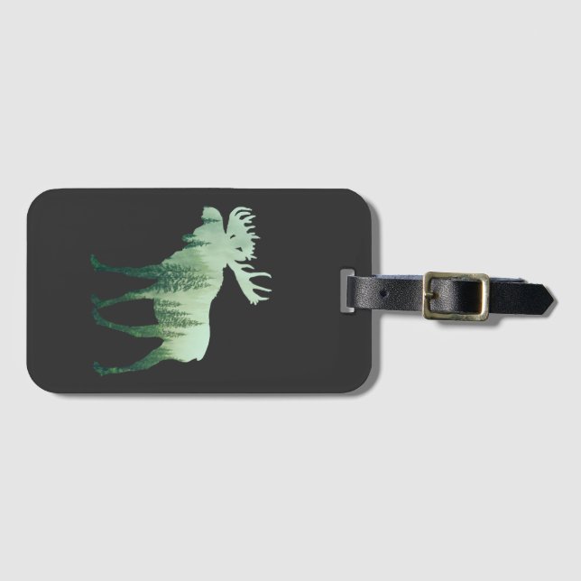 Moose Deer And Forest Nature Luggage Tag (Front Horizontal)