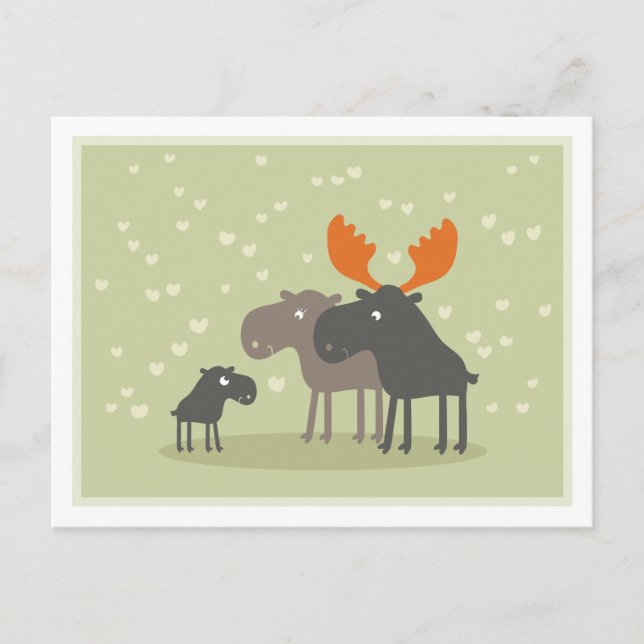Moose Deer Famille Mots de conseil Maman Carte pos (Devant)
