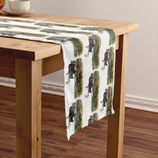 Moose Deer (Moose - Alces alces) by Audubon Medium Table Runner (In Situ)