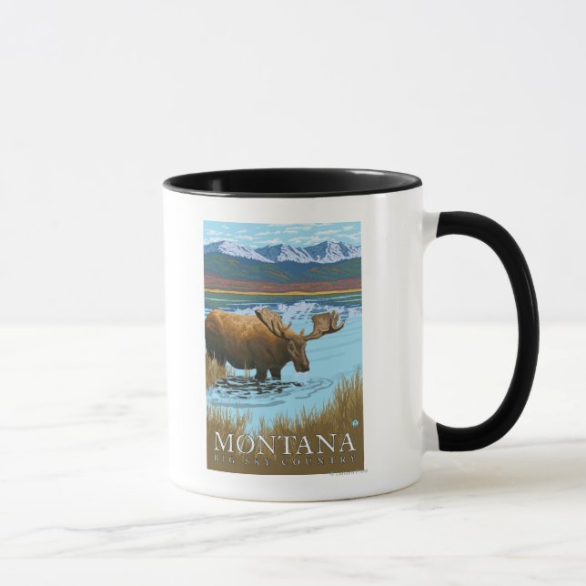 Moose Drinking at Lake - Montana Mug (Right)