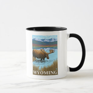 Moose Drinking at Lake - Wyoming Mug