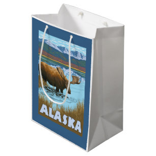 Moose Drinking Water Vintage Travel Poster Medium Gift Bag