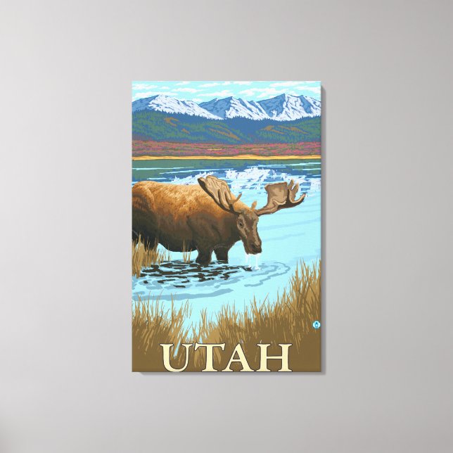 Moose DrinkingUtah Canvas Print (Front)
