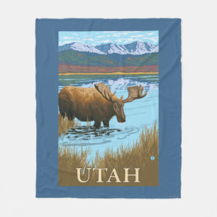 Moose DrinkingUtah Fleece Blanket