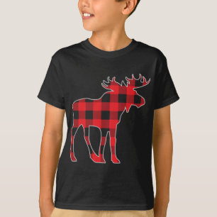 Moose Elk Plaid Buffalo Check Pajama Lumberjack Ch T-Shirt