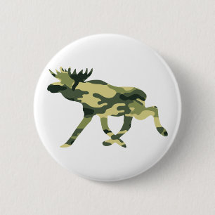 Moose / Elk Woodland Camouflage / Camo 2 Inch Round Button