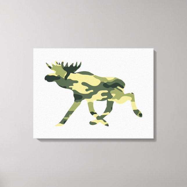 Moose / Elk Woodland Camouflage / Camo Canvas Print (Front)