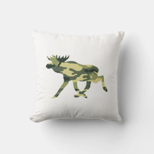 Moose / Elk Woodland Camouflage / Camo Throw Pillow