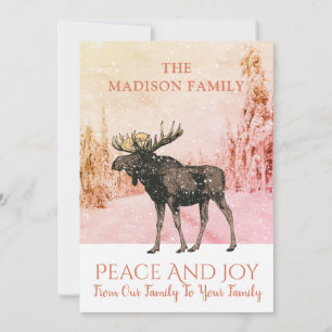 Moose En Hiver Carte Fête De Noël