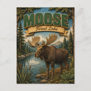 Moose Forest Lake POPCUT Postcard