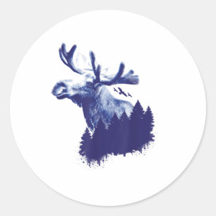 Moose Forest Trees Environmental Protection _1 Classic Round Sticker