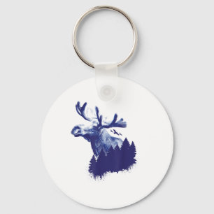 Moose Forest Trees Environmental Protection _2 Keychain