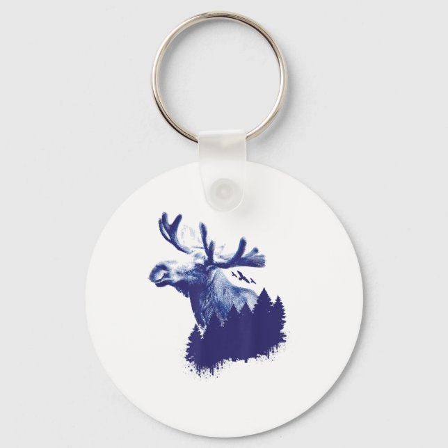 Moose Forest Trees Environmental Protection _2  Keychain (Front)
