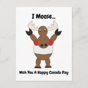 Moose Funny Canada Day Red White Personalize Postcard
