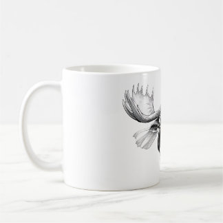 Moose Head Design Black & White Coffee Mug
