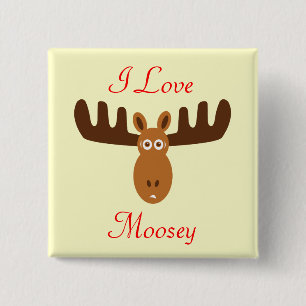 Moose Head_I Love Moosey 2 Inch Square Button