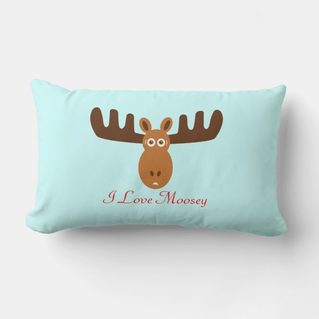 Moose Head_I Love Moosey Lumbar Pillow (Front)