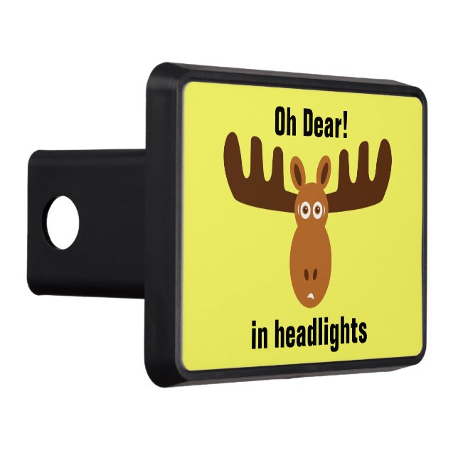 Moose Head_Oh Dear!_in headlights_v.2 Trailer Hitch Cover (Right)