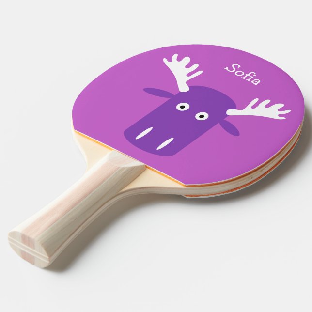 Moose Head PopArt custom monogram ping pong paddle (Back Angle)