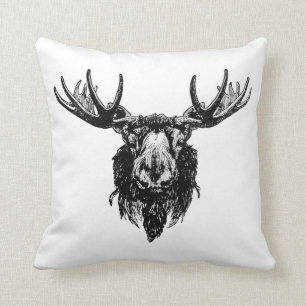 Moose head throw pillow
